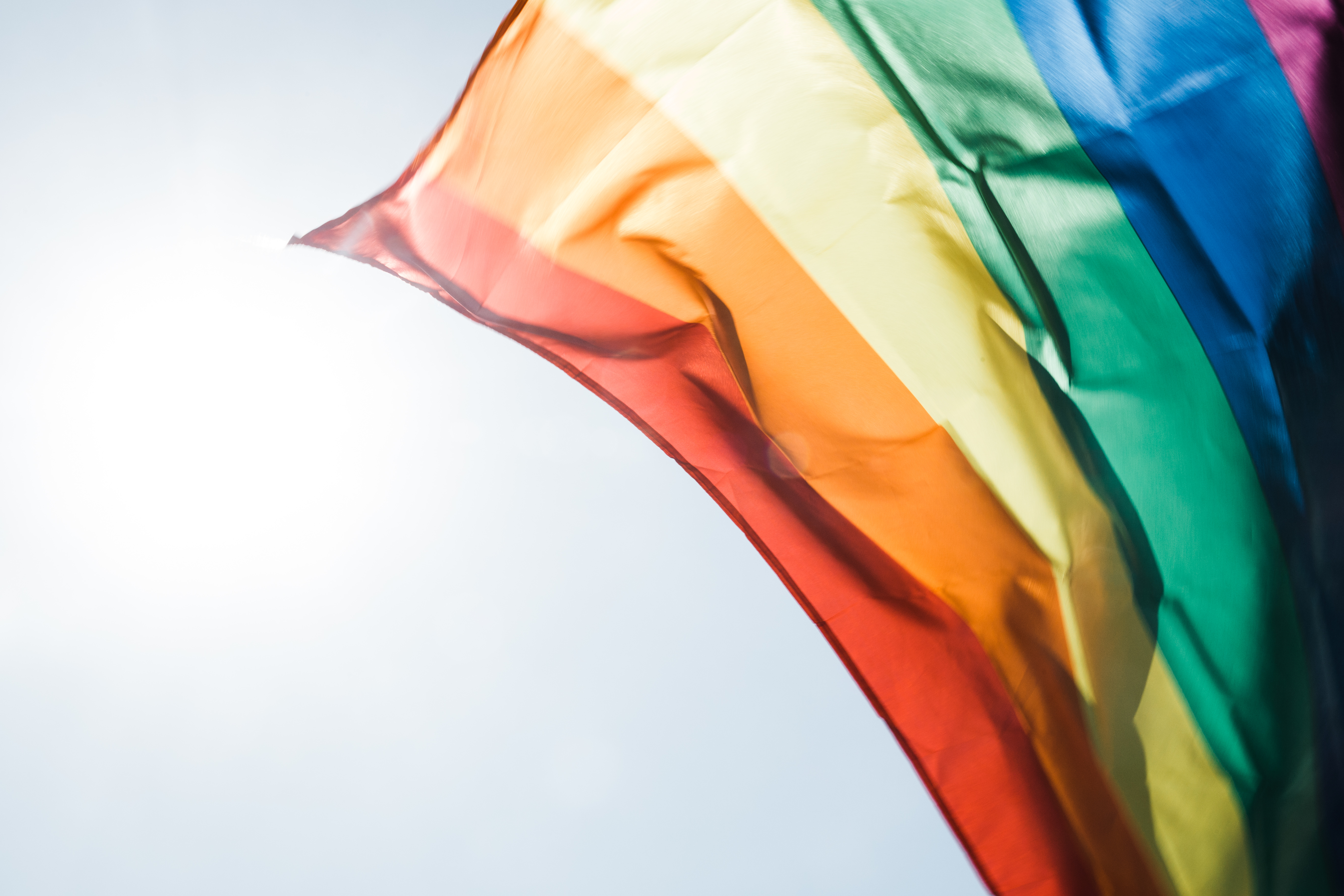 Rainbow pride flag waving in the wind